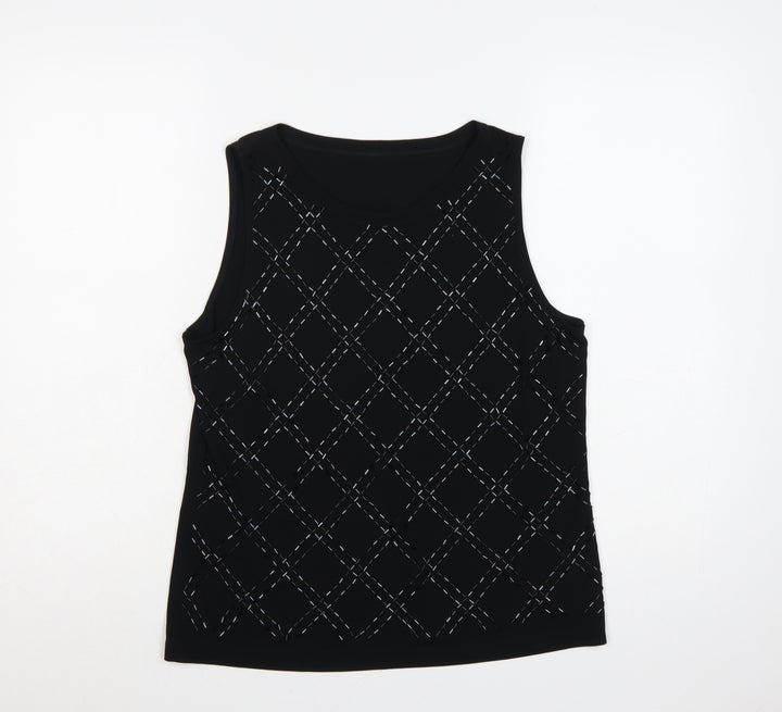 Marks and Spencer Women’s Black Sleeveless Argyle Tank Top UK 16