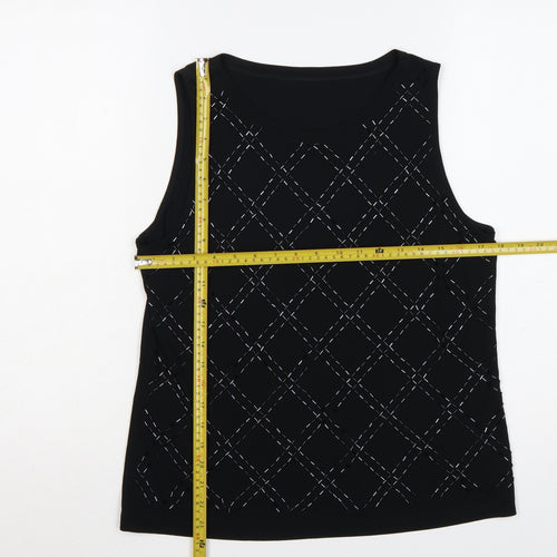 Marks and Spencer Women’s Black Sleeveless Argyle Tank Top UK 16