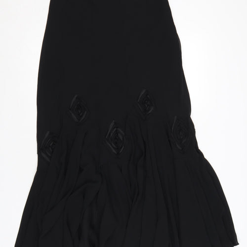Marks and Spencer Womens Black Size 10 Flared Midi Chiffon Skirt