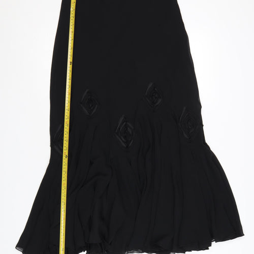 Marks and Spencer Womens Black Size 10 Flared Midi Chiffon Skirt