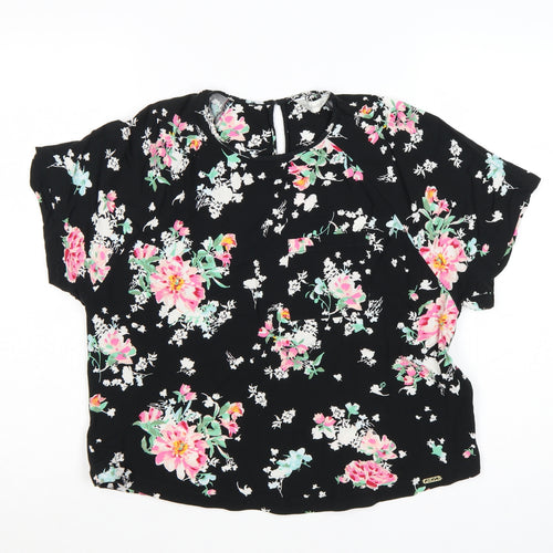 Marks and Spencer Women’s Black Floral Viscose Blouse Size 14