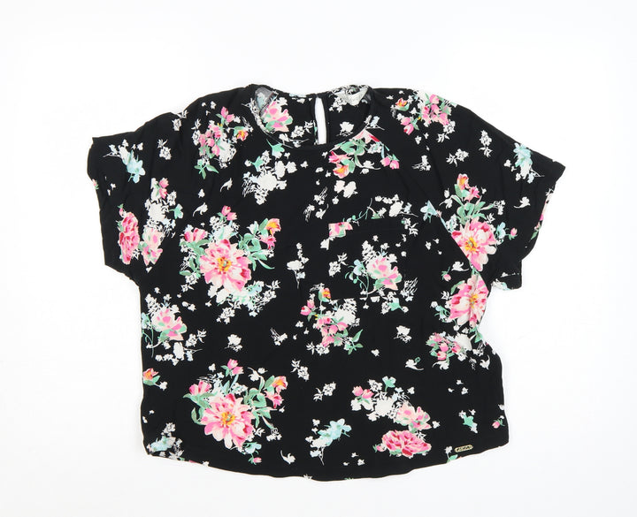 Marks and Spencer Women’s Black Floral Viscose Blouse Size 14