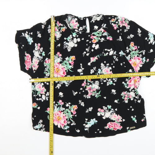 Marks and Spencer Women’s Black Floral Viscose Blouse Size 14