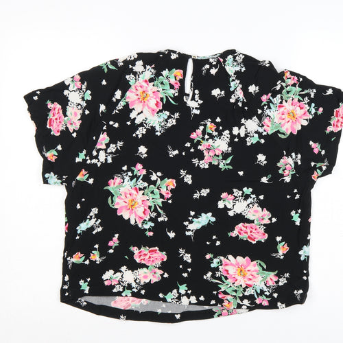 Marks and Spencer Women’s Black Floral Viscose Blouse Size 14