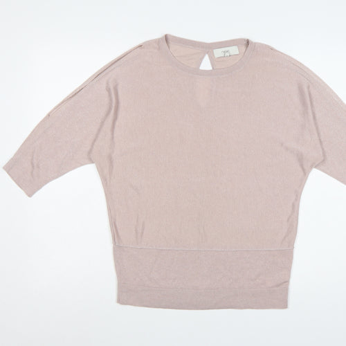 Next Women's Beige Relaxed Fit 3/4 Sleeve Jumper Size 10