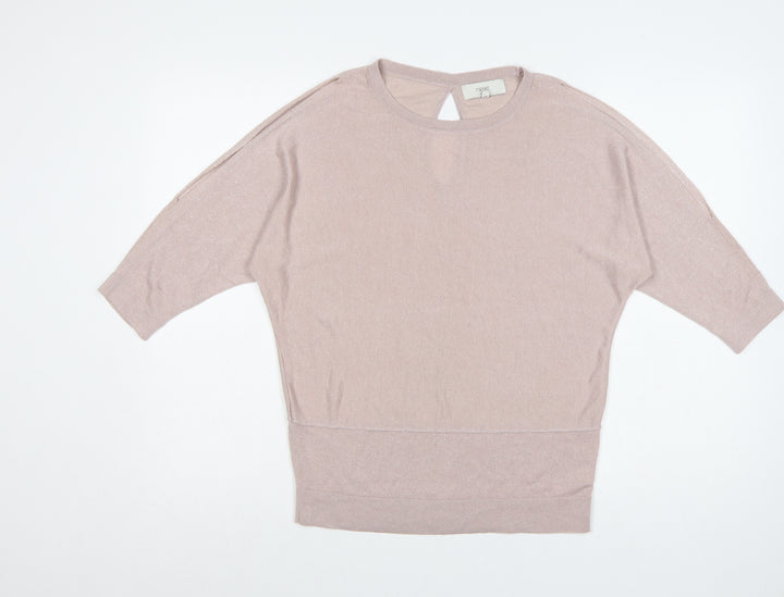 Next Women's Beige Relaxed Fit 3/4 Sleeve Jumper Size 10