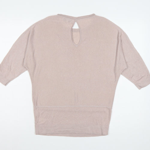 Next Women's Beige Relaxed Fit 3/4 Sleeve Jumper Size 10