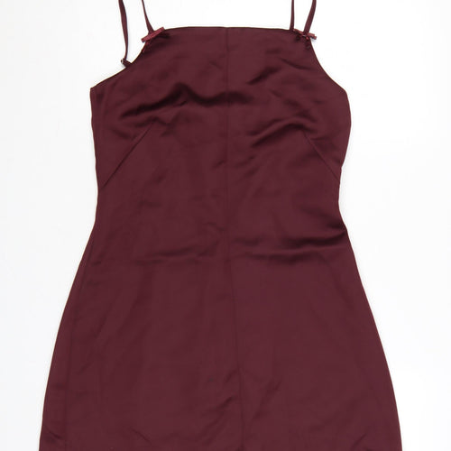 H&M Divided Women Red Size 8 Short Slip Dress Sleeveless Zip Party