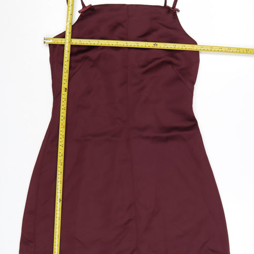 H&M Divided Women Red Size 8 Short Slip Dress Sleeveless Zip Party