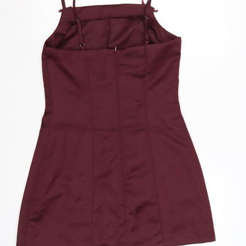 H&M Divided Women Red Size 8 Short Slip Dress Sleeveless Zip Party