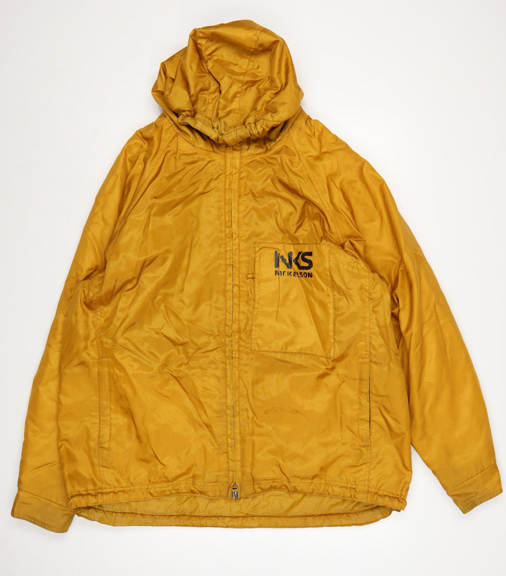 Nickelson Men's Yellow XL Hooded Puffer Jacket Windproof