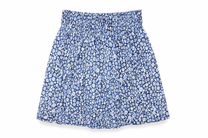 Uniqlo Women's Blue Floral A-Line Elastic Waist Short Skirt L