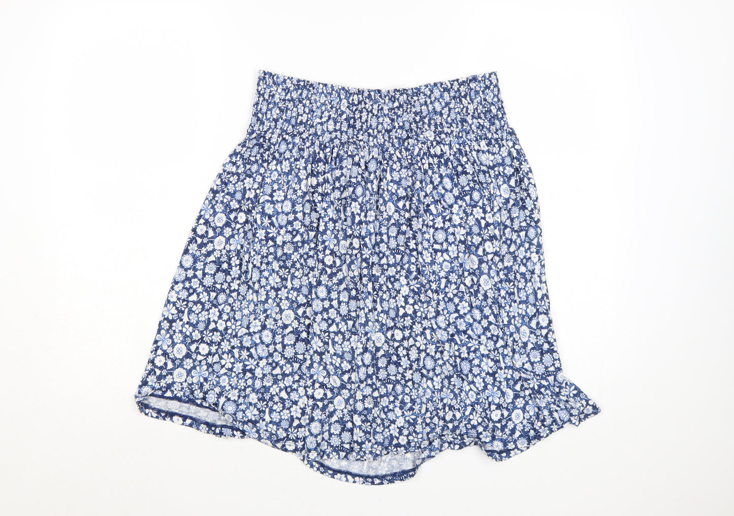 Uniqlo Women's Blue Floral A-Line Elastic Waist Short Skirt L