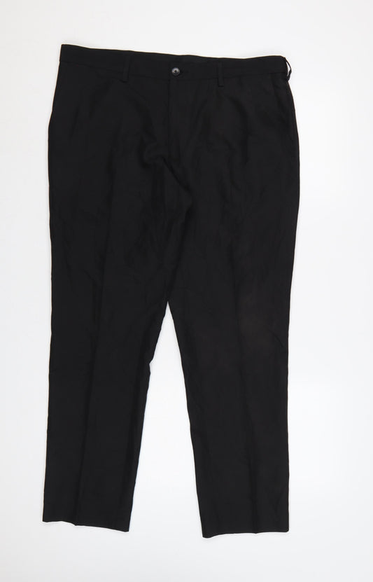 Marks and Spencer Men's Black Slim Fit 36S Trousers