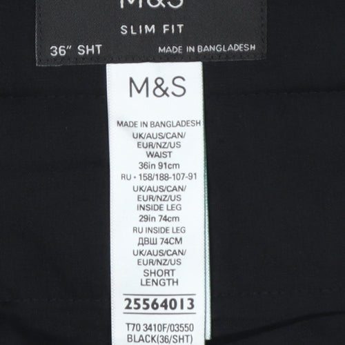 Marks and Spencer Men's Black Slim Fit Dress Pants 36S