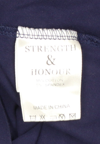 Strength & Honour Men's Blue Cotton Polo Shirt Size M
