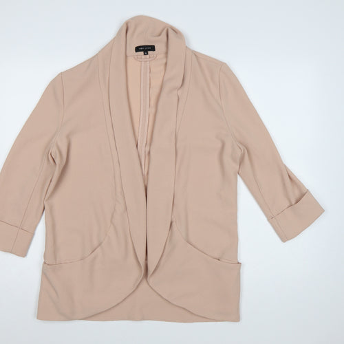 New Look Women Beige Shawl Collar Open Front Blazer Size 14