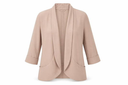 New Look Women Beige Shawl Collar Open Front Blazer Size 14