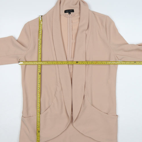 New Look Women Beige Shawl Collar Open Front Blazer Size 14