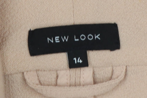 New Look Women Beige Shawl Collar Open Front Blazer Size 14