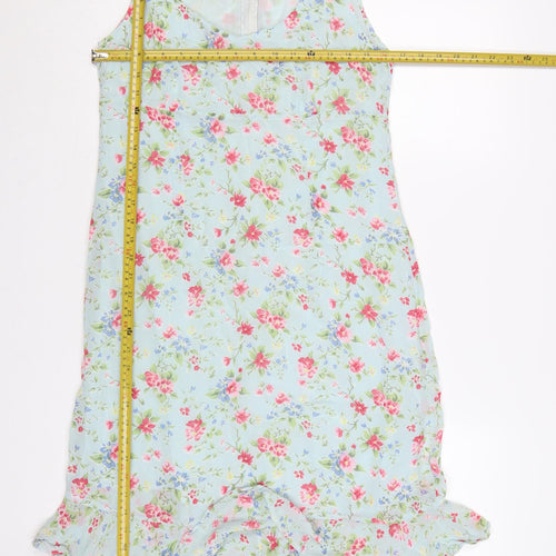Pomodoro Women Blue Floral Sleeveless Shift Dress Size 14