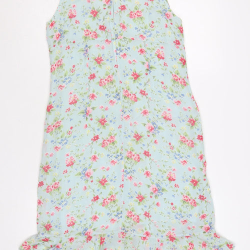 Pomodoro Women Blue Floral Sleeveless Shift Dress Size 14