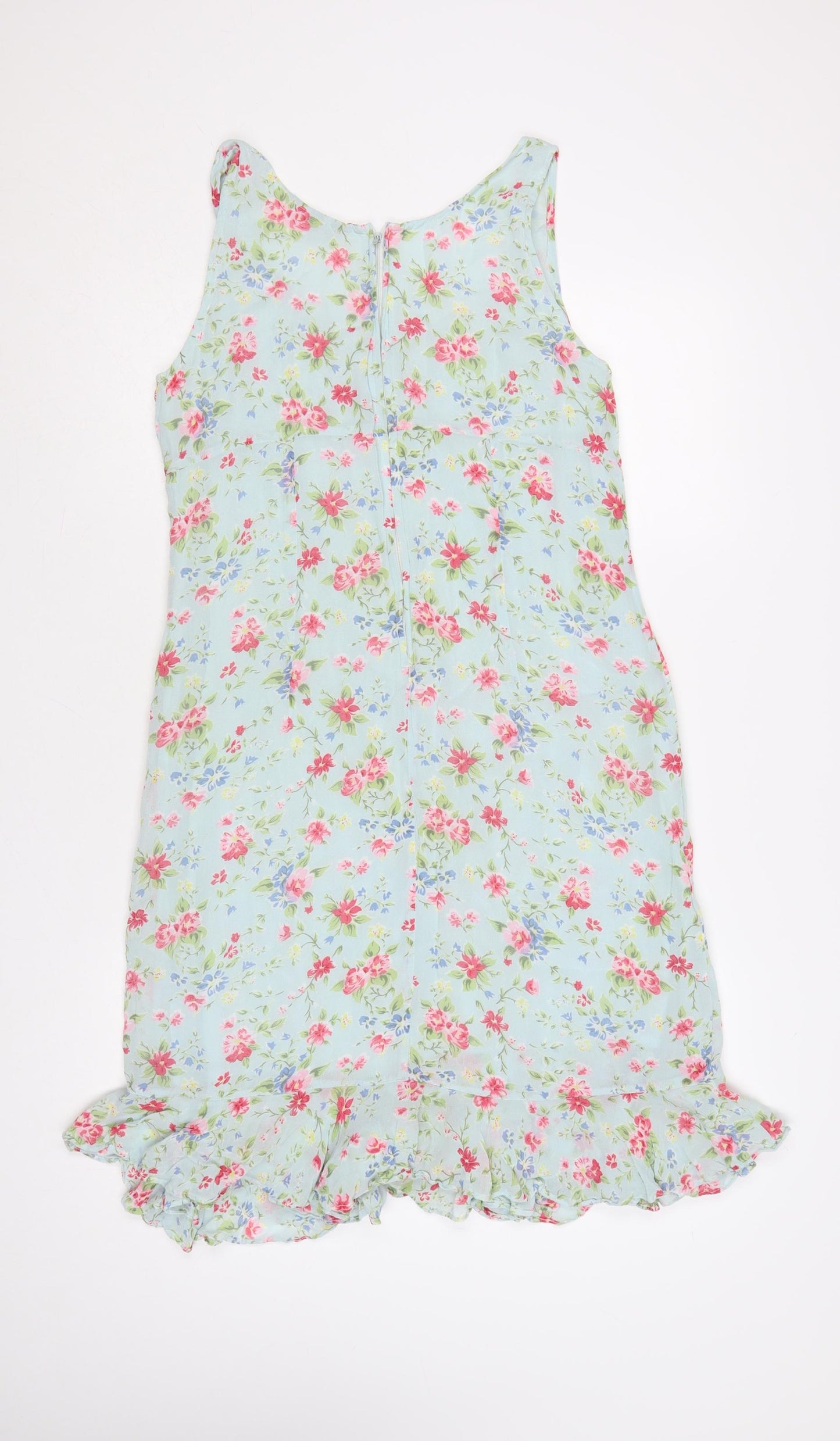 Pomodoro Women Blue Floral Sleeveless Shift Dress Size 14