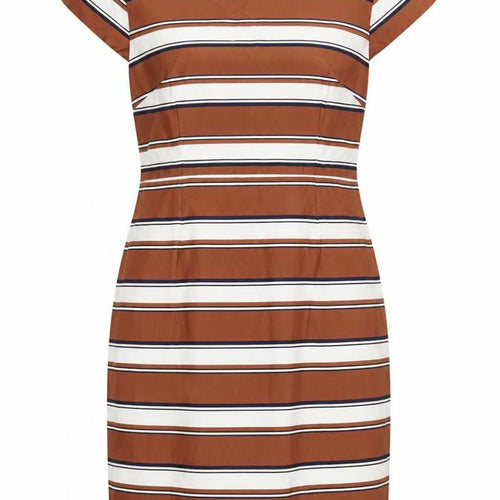 Izabel London Women’s Brown Striped Sheath Knee Length Dress Size 14