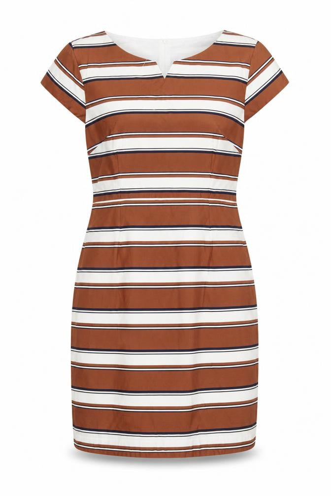 Izabel London Women’s Brown Striped Sheath Knee Length Dress Size 14