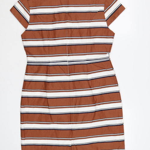 Izabel London Women’s Brown Striped Sheath Knee Length Dress Size 14