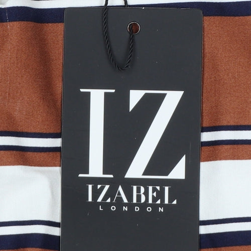Izabel London Women’s Brown Striped Sheath Knee Length Dress Size 14