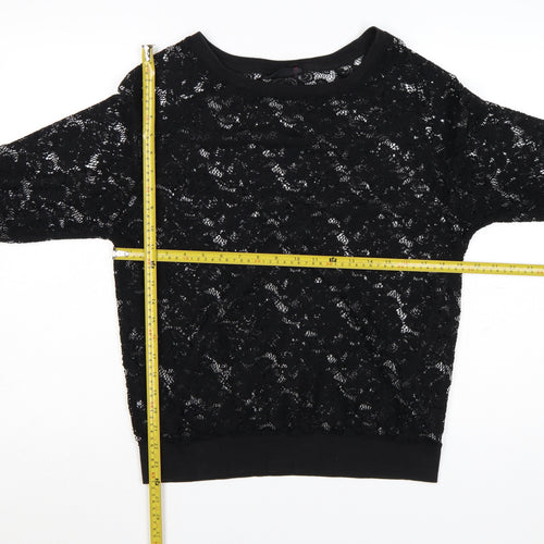 Next Women’s Black Lace Tunic Blouse Size 14 3/4 Sleeve