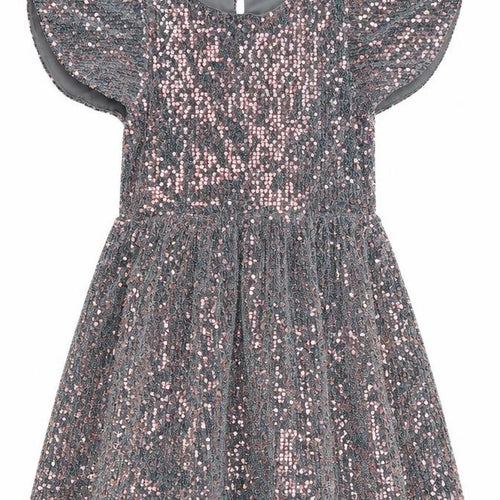 John Lewis Girls Grey Sequin Fit & Flare Party Dress Age 12 Years