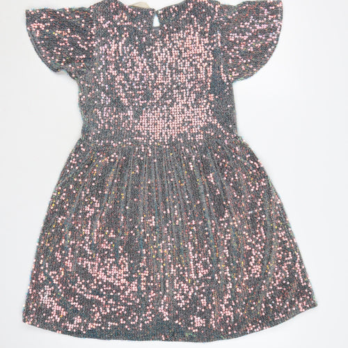John Lewis Girls Grey Sequin Fit & Flare Party Dress Age 12 Years