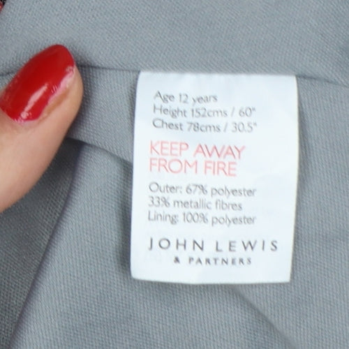 John Lewis Girls Grey Sequin Fit & Flare Party Dress Age 12 Years