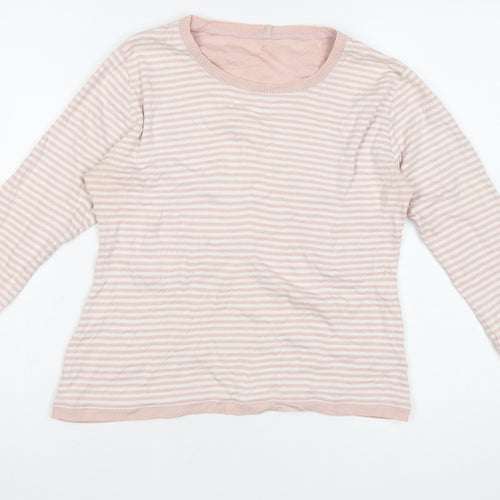 Springfield Womens Pink Striped Pima Cotton Long Sleeve T-Shirt Medium