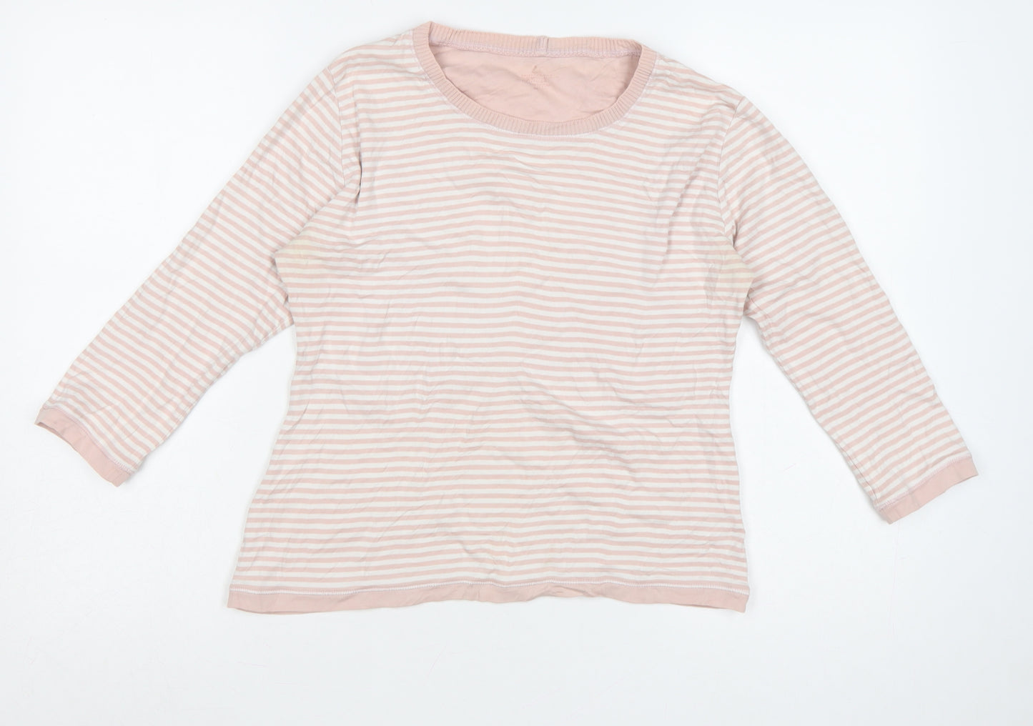 Springfield Womens Pink Striped Pima Cotton Long Sleeve T-Shirt Medium