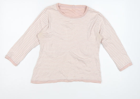 Springfield Womens Pink Striped Pima Cotton Long Sleeve T-Shirt Medium