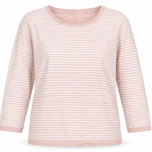 Springfield Womens Pink Striped Pima Cotton Long Sleeve T-Shirt Medium
