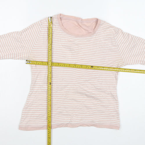 Springfield Womens Pink Striped Pima Cotton Long Sleeve T-Shirt Medium