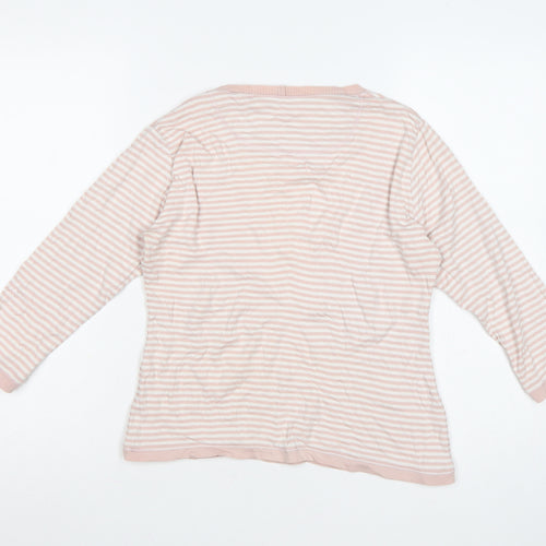 Springfield Womens Pink Striped Pima Cotton Long Sleeve T-Shirt Medium