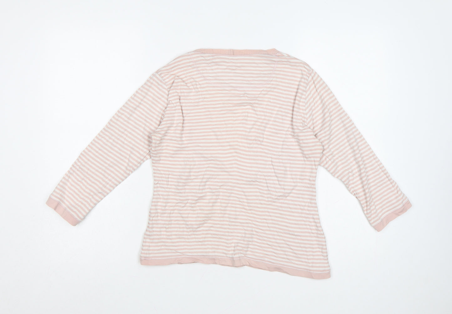Springfield Womens Pink Striped Pima Cotton Long Sleeve T-Shirt Medium