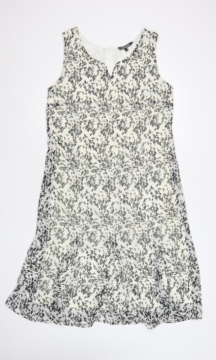 Bonmarché Women’s Grey Animal Print Sleeveless A-Line Dress Size 14