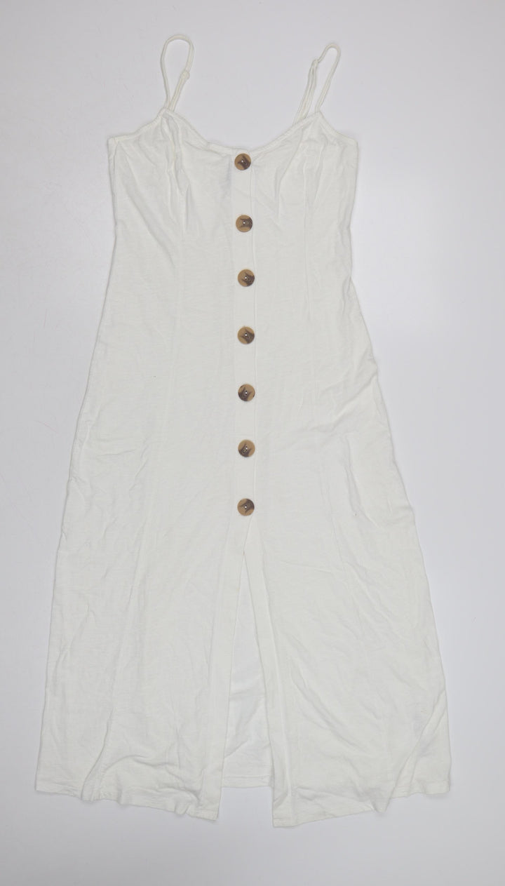 ASOS Women White Size 10 Midi Slip Dress Button Front Summer