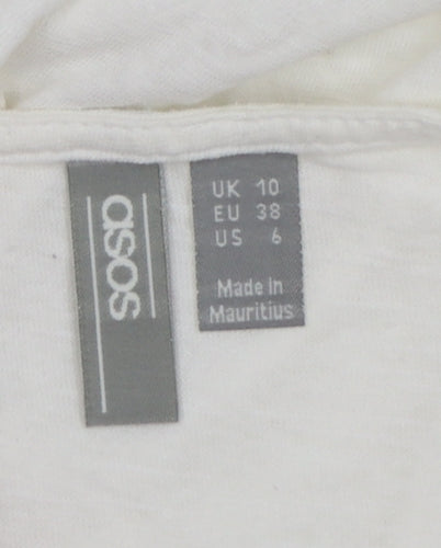 ASOS Women White Size 10 Midi Slip Dress Button Front Summer