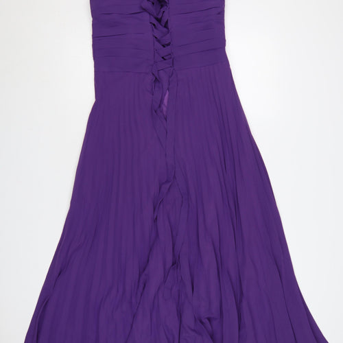 Grace Karin Women's Purple Long One Shoulder Chiffon Dress Size 12