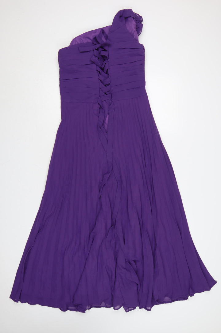 Grace Karin Women's Purple Long One Shoulder Chiffon Dress Size 12