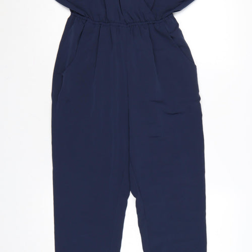 H&M Women’s Blue Tapered V-Neck Short Sleeve Jumpsuit Size 6