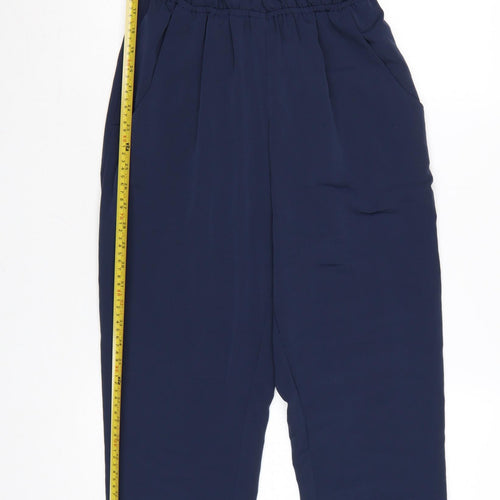 H&M Women’s Blue Tapered V-Neck Short Sleeve Jumpsuit Size 6