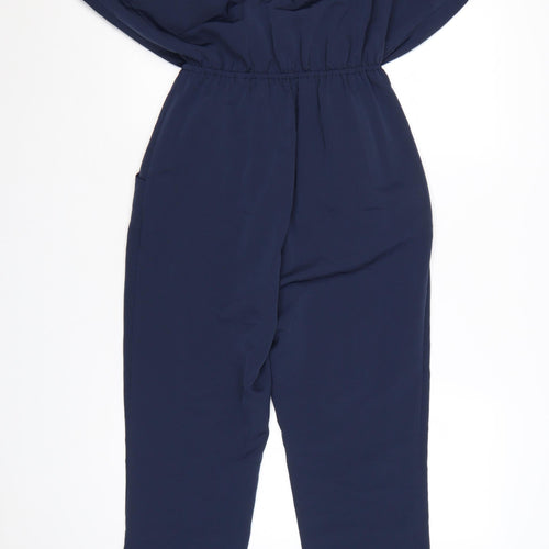 H&M Women’s Blue Tapered V-Neck Short Sleeve Jumpsuit Size 6